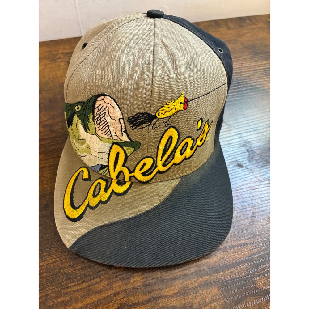 Cabelas Limited Edition Fishing Hat Bass Lure Embroidered Two Tone Strapback Cap
